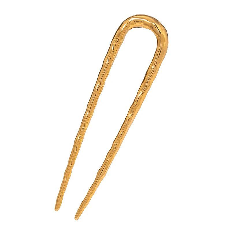 Gold metal hair bun pins