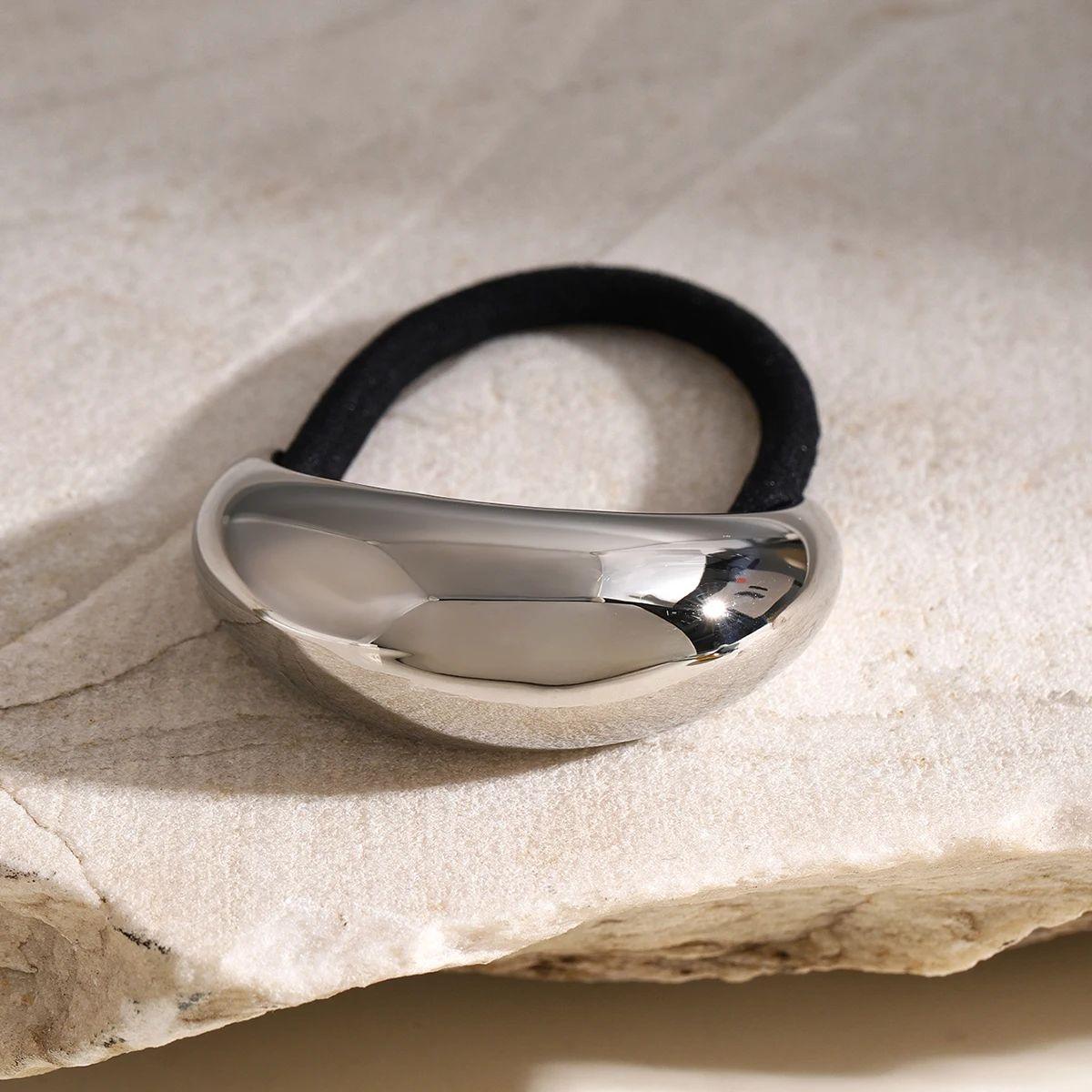 Silver metal anti rust hair tie