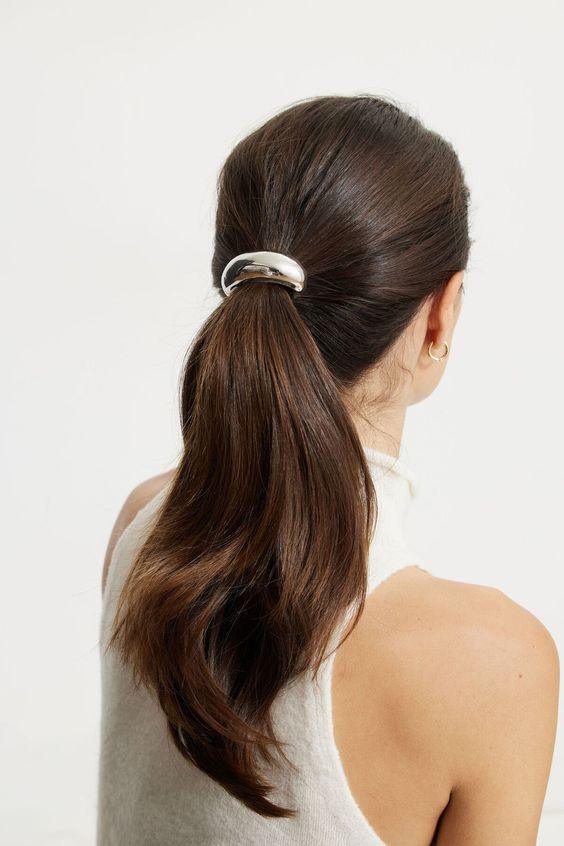 Silver metal anti rust hair tie